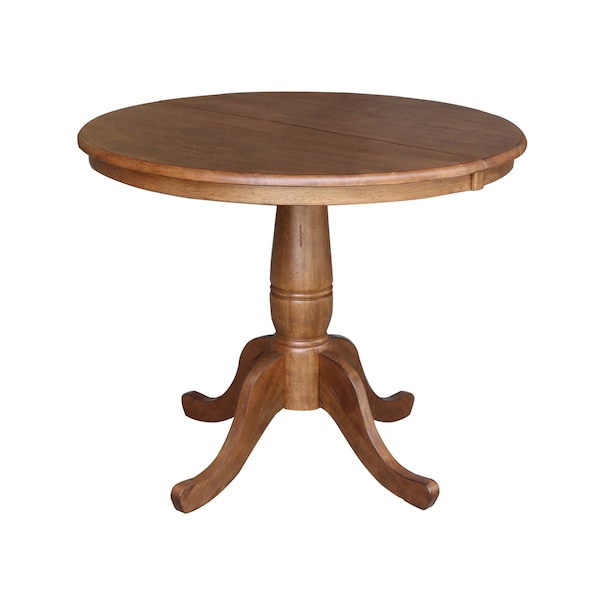 International Concepts Round 36 in Round Top Pedestal Table with 12 in Leaf, 29.3 in H, Distressed Oak, 36 in W, 48 in L K42-36RXT - main